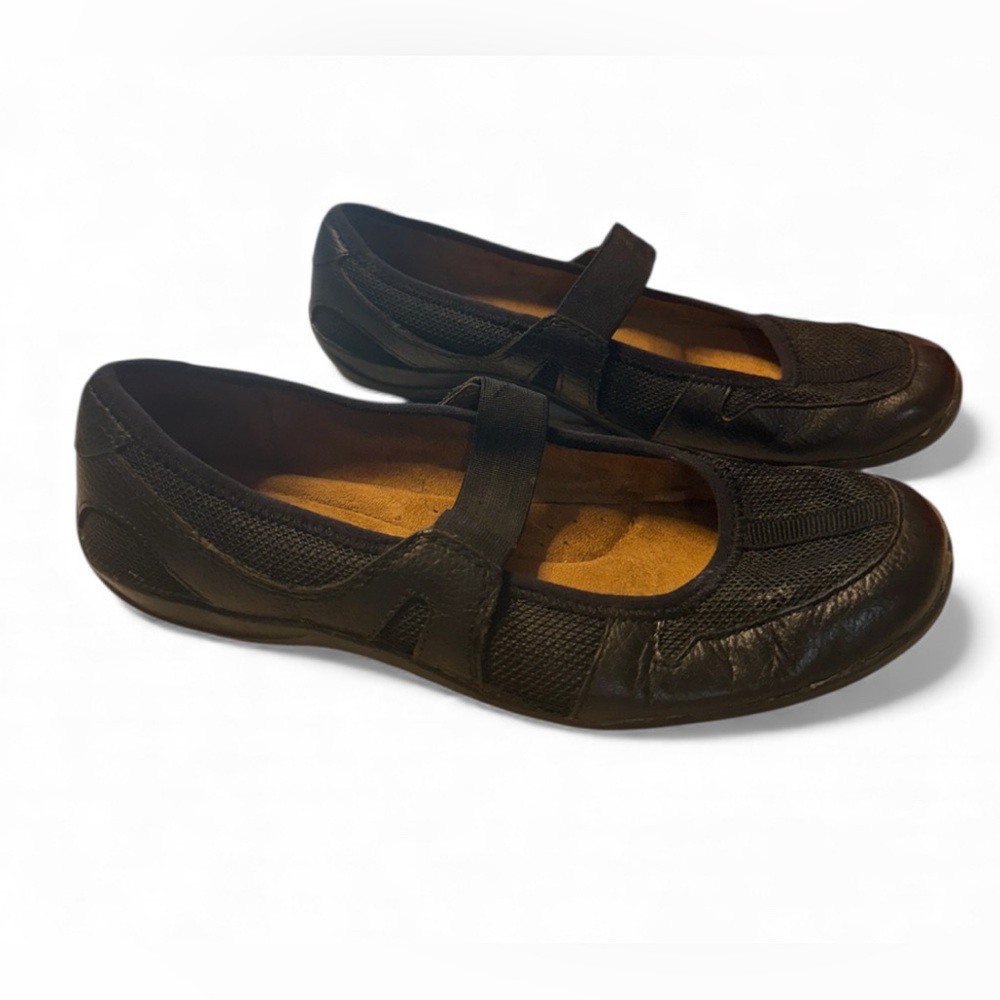 SOUL Naturalizer Black Mary Jane Flats with Leather Mesh Slip on Black sz7.5